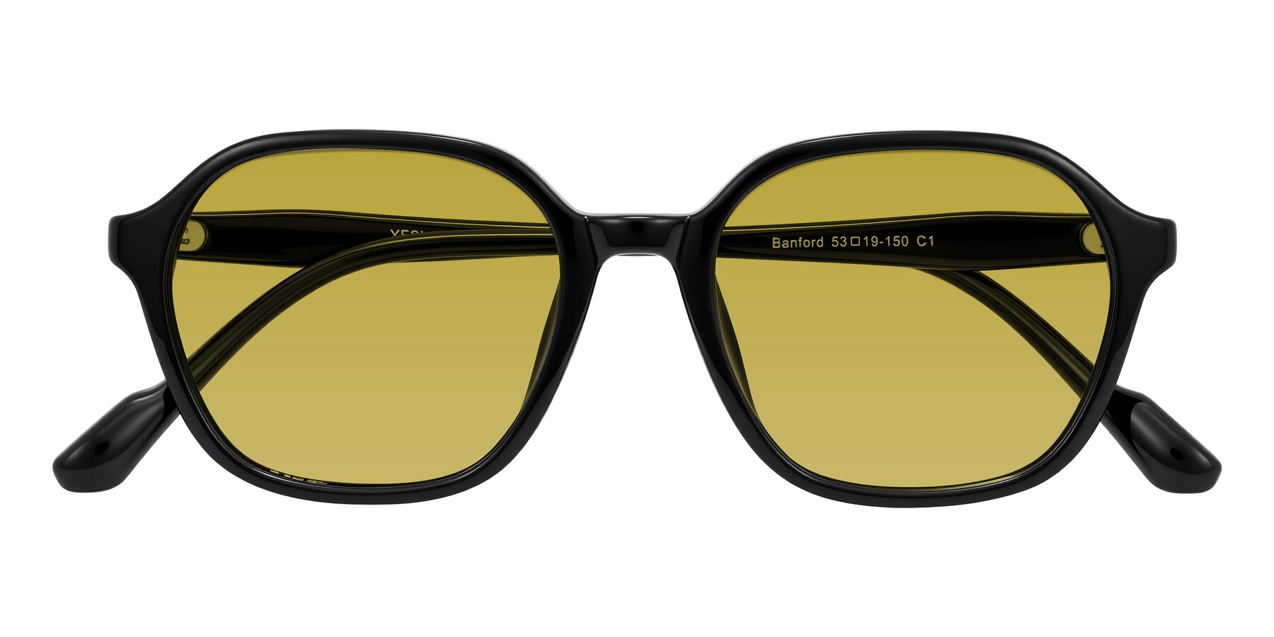 Folded Front of Banford in Black with Champagne Tinted Lenses