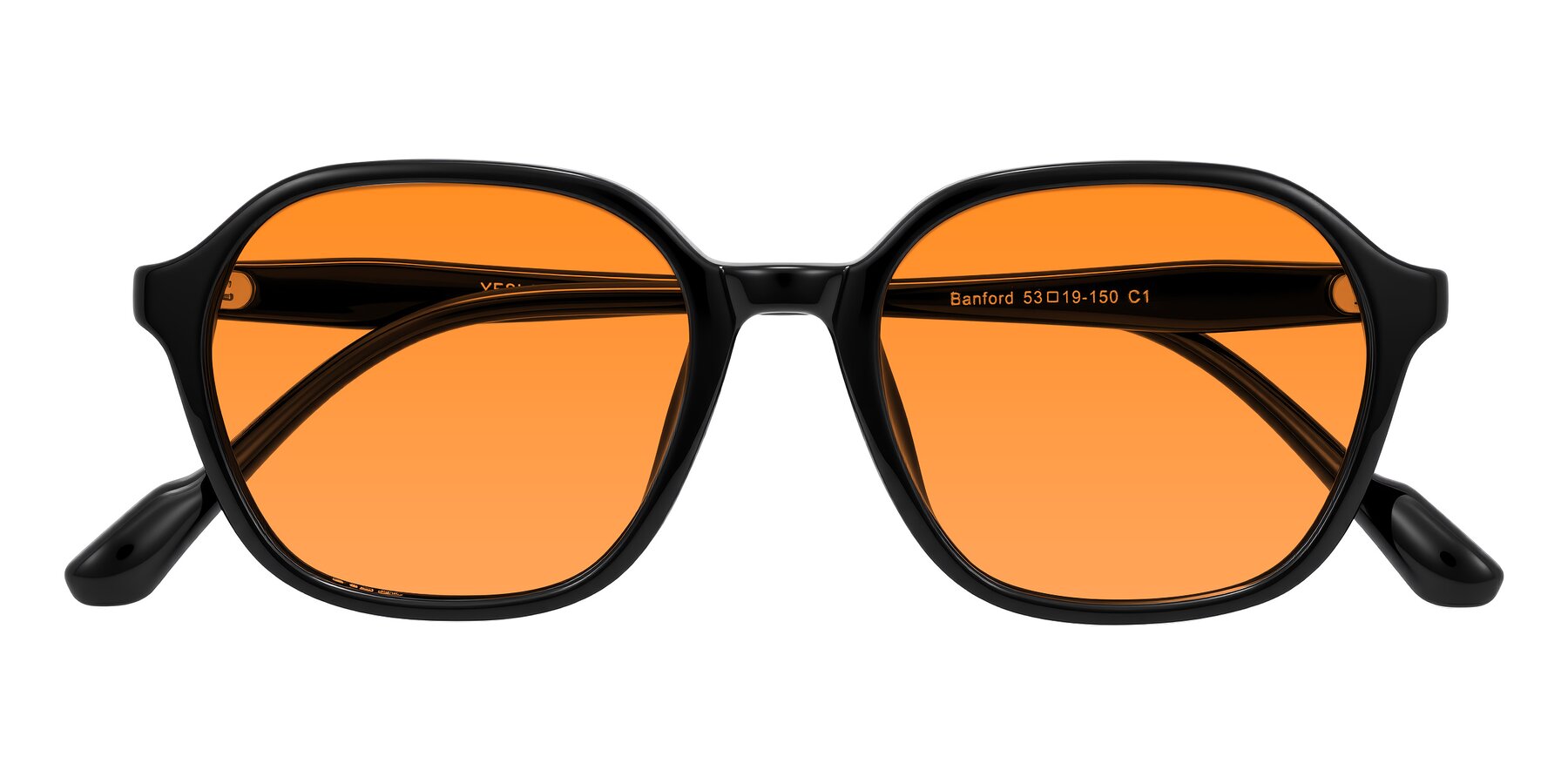 Folded Front of Banford in Black with Orange Tinted Lenses