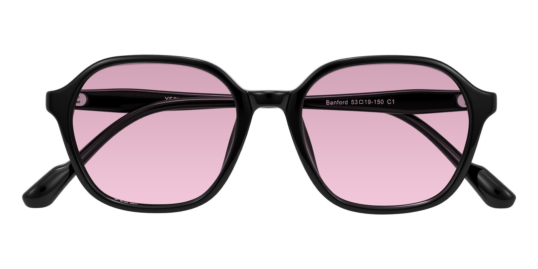 Folded Front of Banford in Black with Light Wine Tinted Lenses