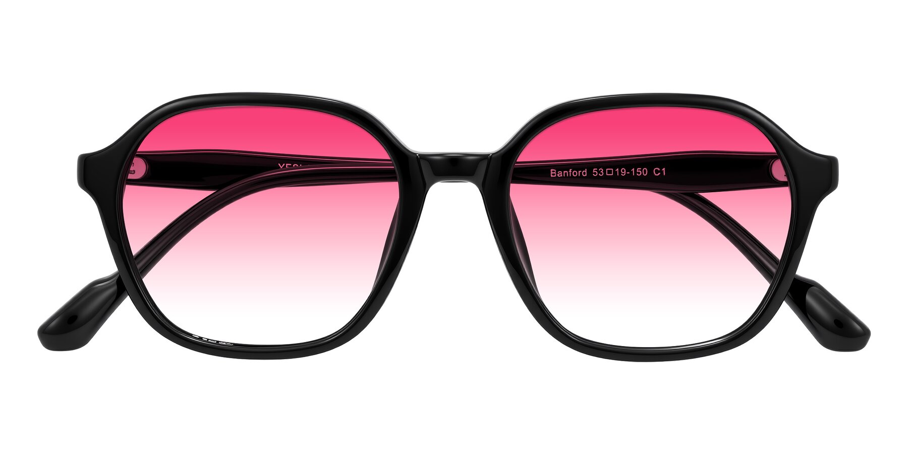 Folded Front of Banford in Black with Pink Gradient Lenses