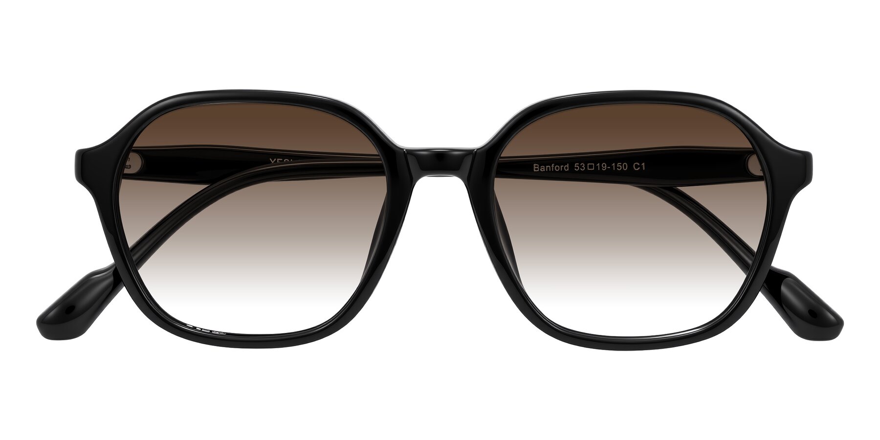 Folded Front of Banford in Black with Brown Gradient Lenses