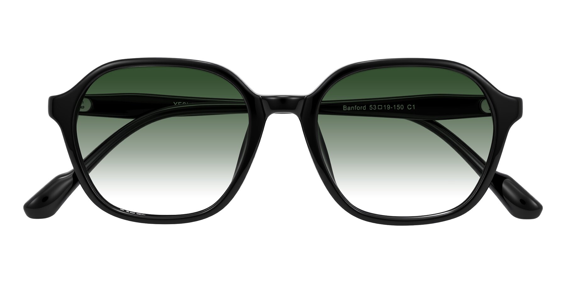 Folded Front of Banford in Black with Green Gradient Lenses