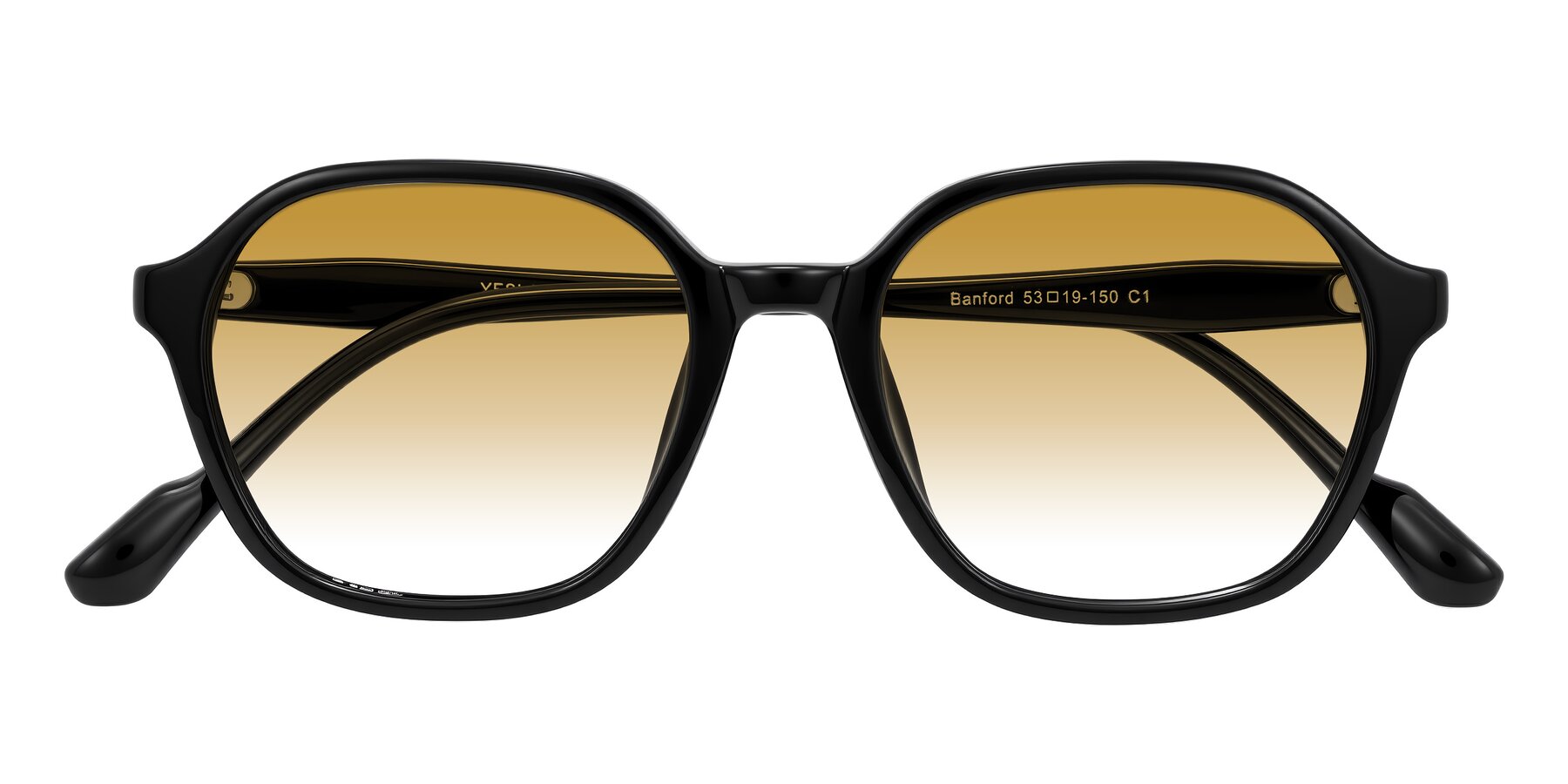 Folded Front of Banford in Black with Champagne Gradient Lenses