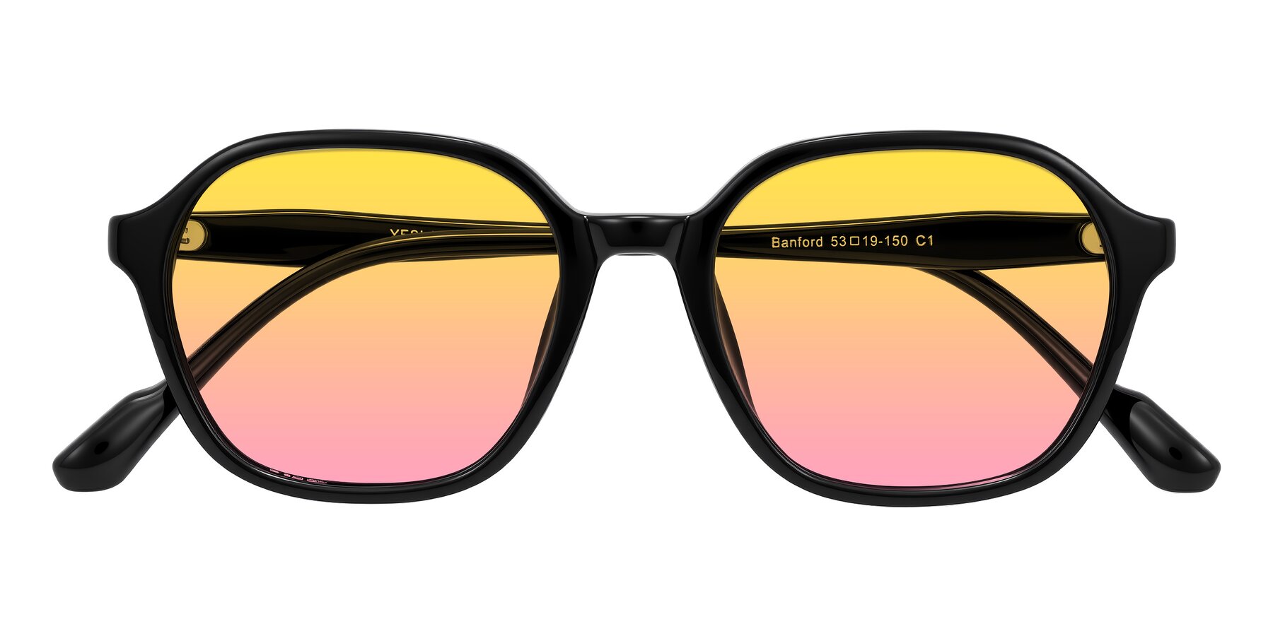 Folded Front of Banford in Black with Yellow / Pink Gradient Lenses