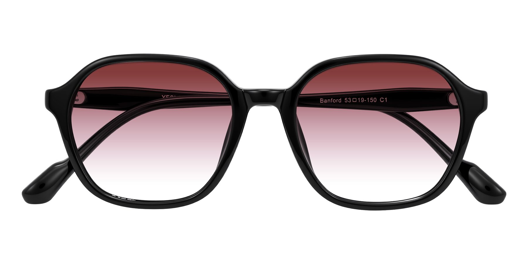 Folded Front of Banford in Black with Garnet Gradient Lenses