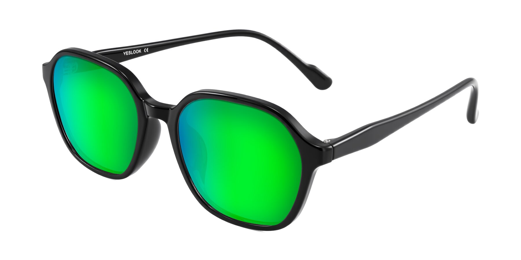 Angle of Banford in Black with Green Mirrored Lenses