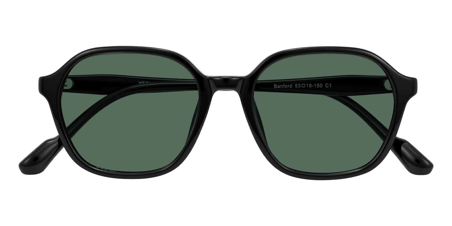Folded Front of Banford in Black with Green Polarized Lenses