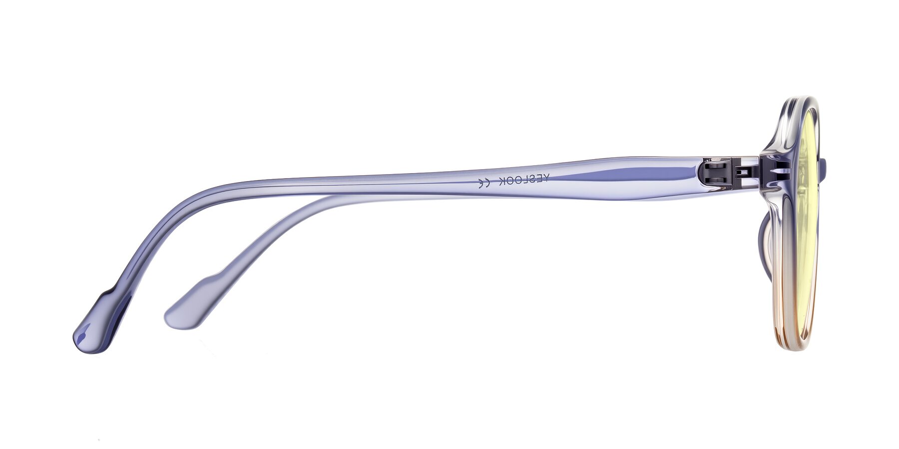 Side of Banford in Crystal Indigo/Champagne with Light Yellow Tinted Lenses