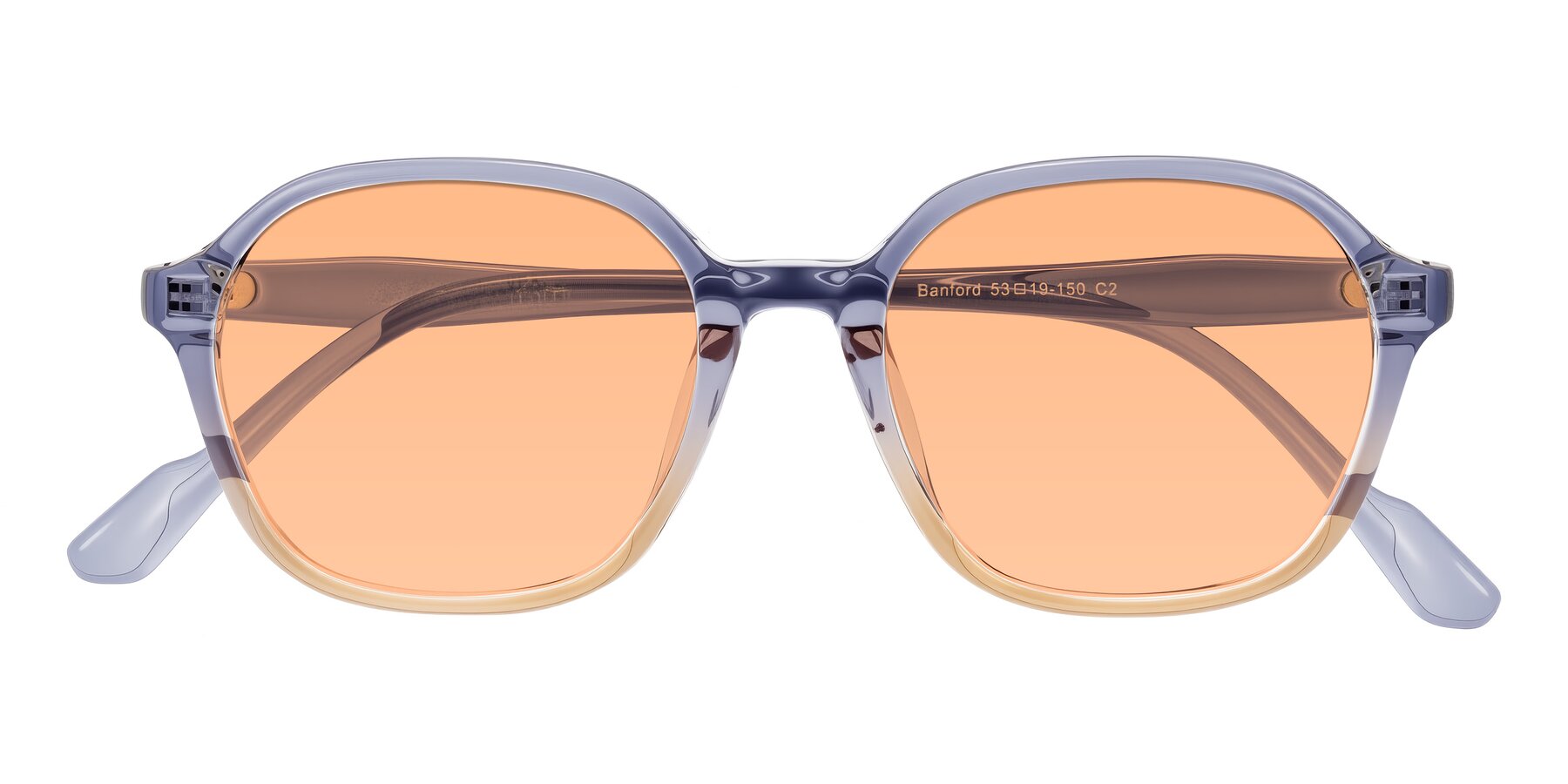 Folded Front of Banford in Crystal Indigo/Champagne with Light Orange Tinted Lenses