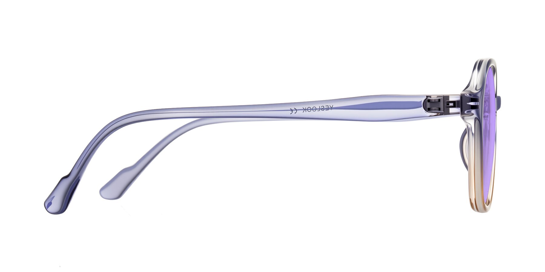 Side of Banford in Crystal Indigo/Champagne with Medium Purple Tinted Lenses