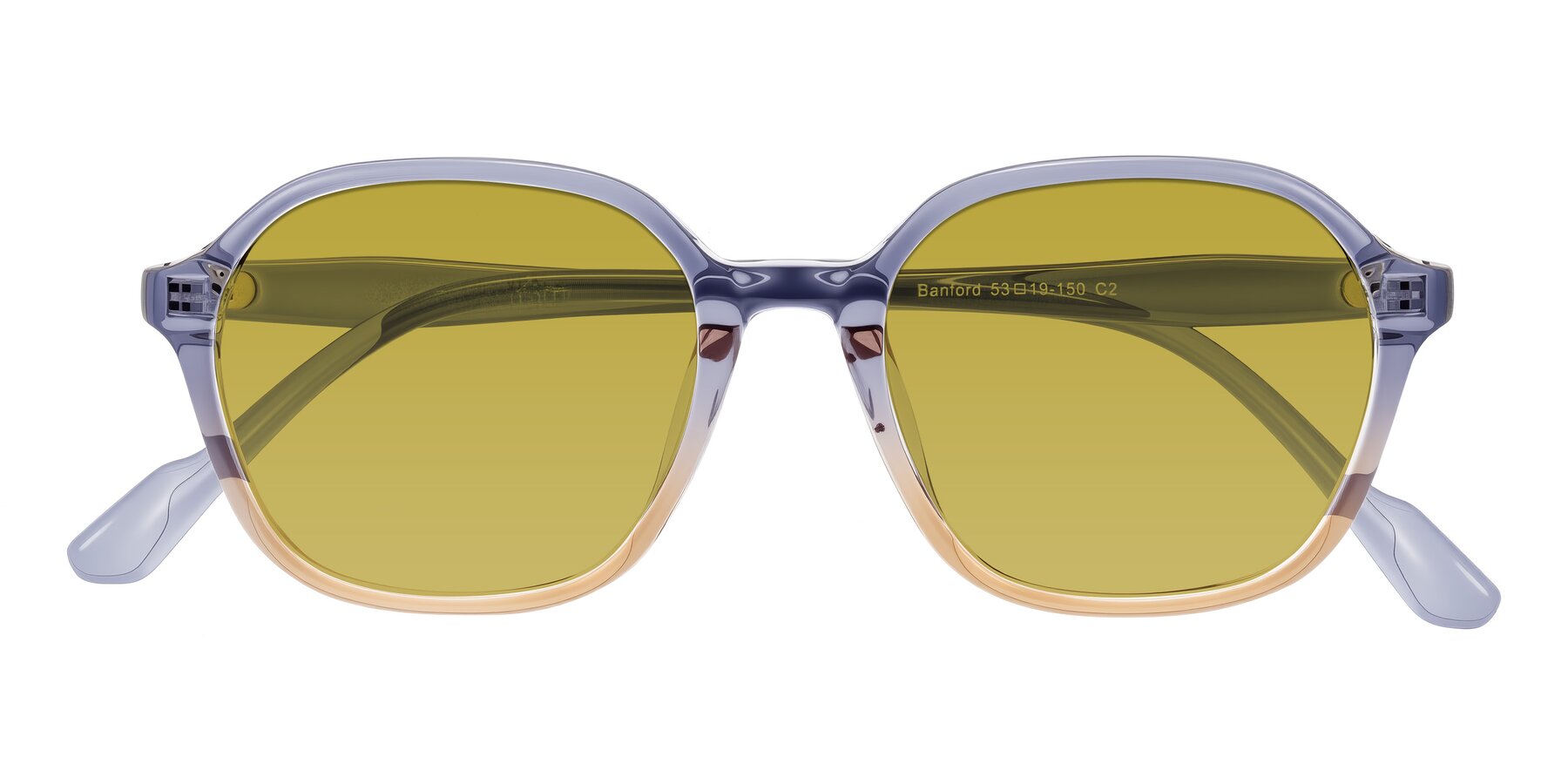 Folded Front of Banford in Crystal Indigo/Champagne with Champagne Tinted Lenses