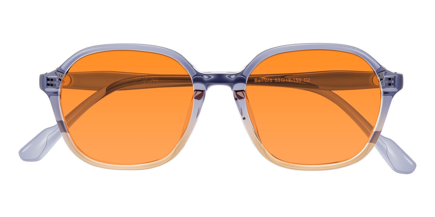 Folded Front of Banford in Crystal Indigo/Champagne with Orange Tinted Lenses