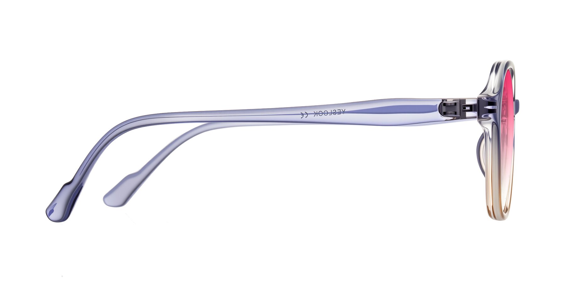 Side of Banford in Crystal Indigo/Champagne with Pink Gradient Lenses