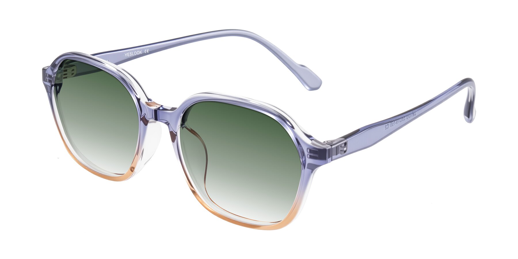 Angle of Banford in Crystal Indigo/Champagne with Green Gradient Lenses