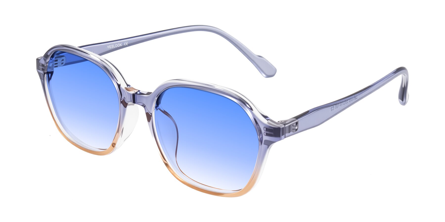Angle of Banford in Crystal Indigo/Champagne with Blue Gradient Lenses
