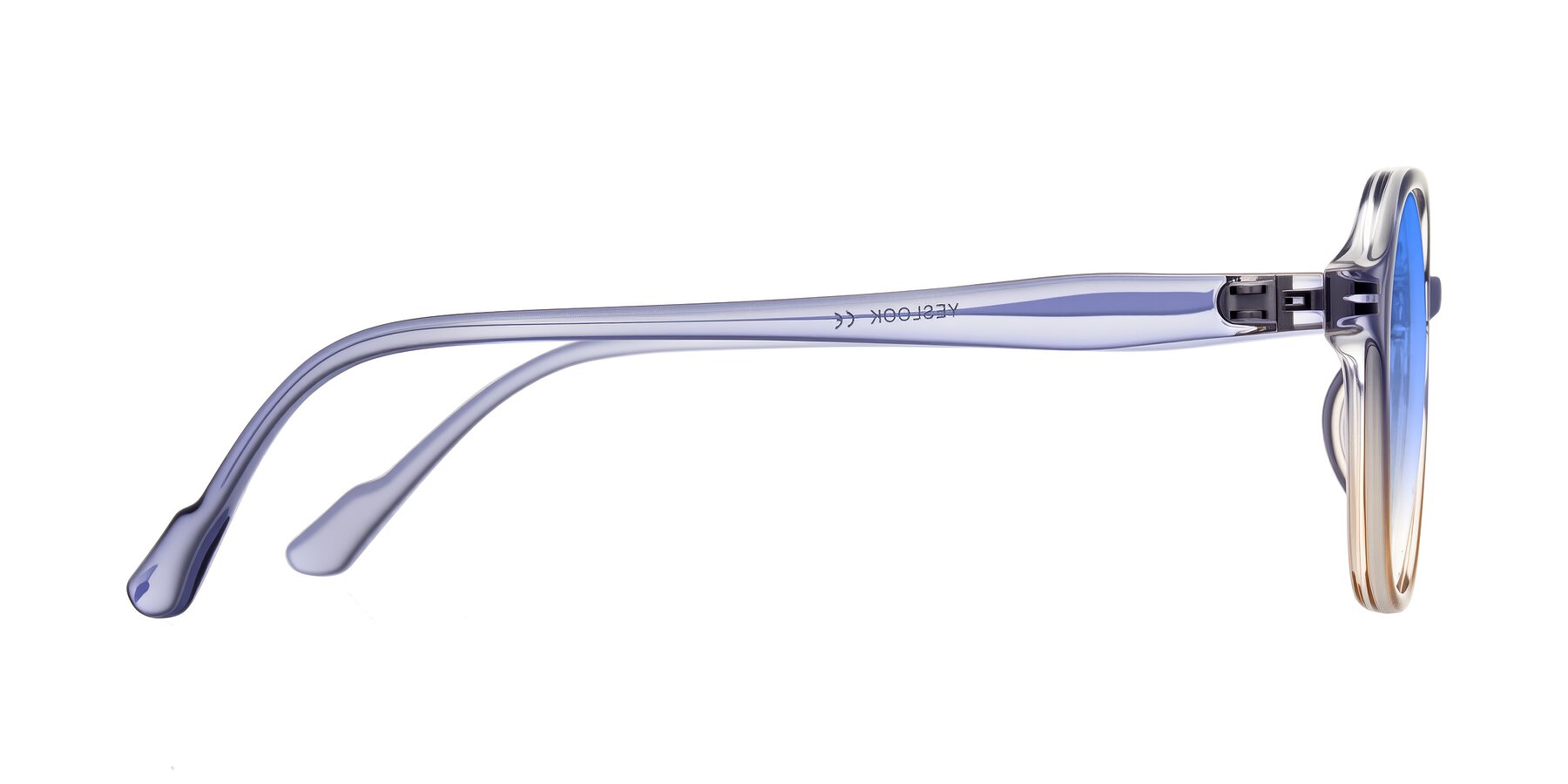 Side of Banford in Crystal Indigo/Champagne with Blue Gradient Lenses