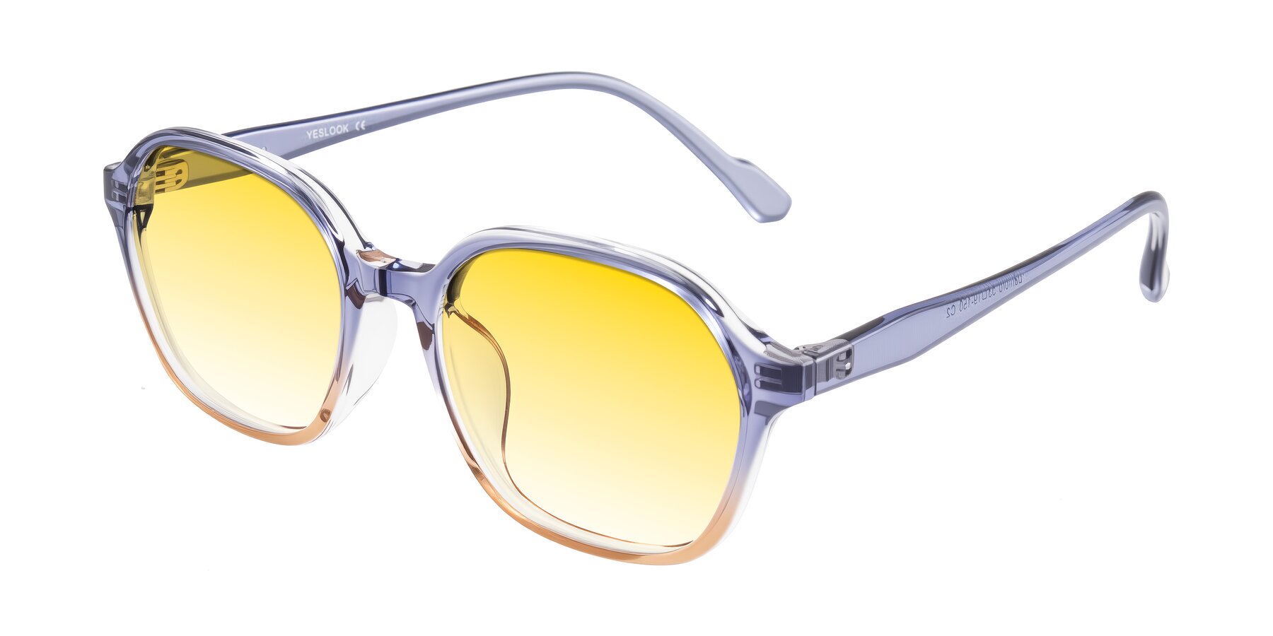 Angle of Banford in Crystal Indigo/Champagne with Yellow Gradient Lenses