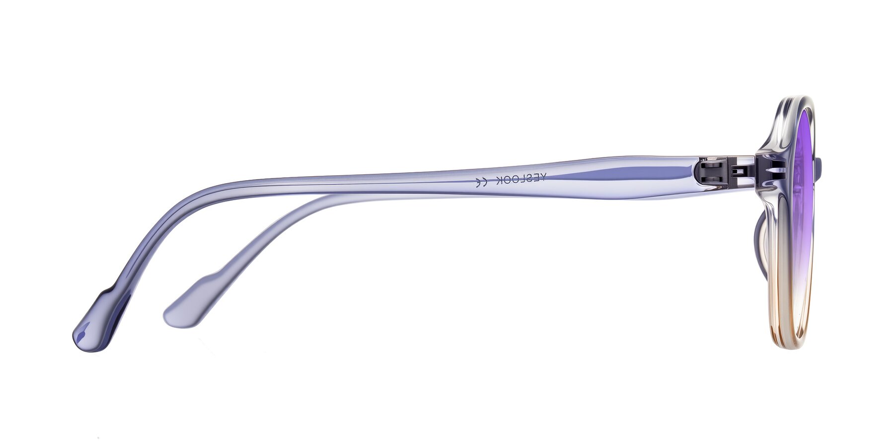 Side of Banford in Crystal Indigo/Champagne with Purple Gradient Lenses