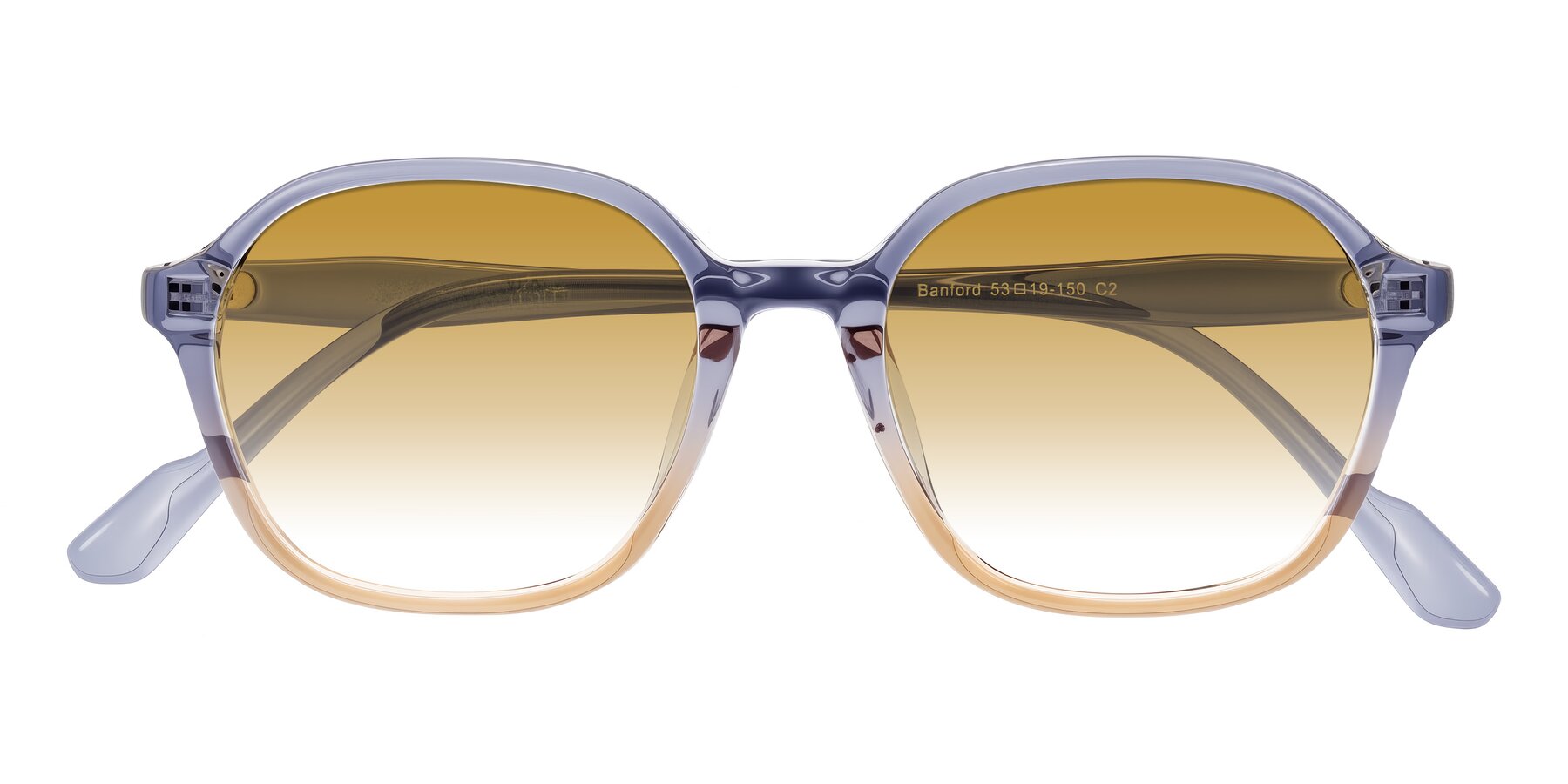 Folded Front of Banford in Crystal Indigo/Champagne with Champagne Gradient Lenses