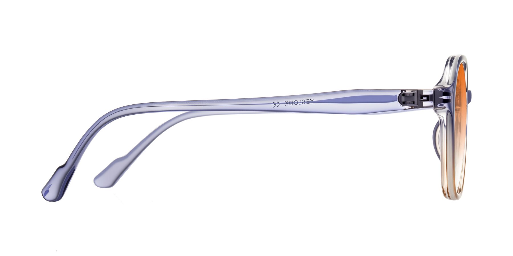 Side of Banford in Crystal Indigo/Champagne with Orange Gradient Lenses