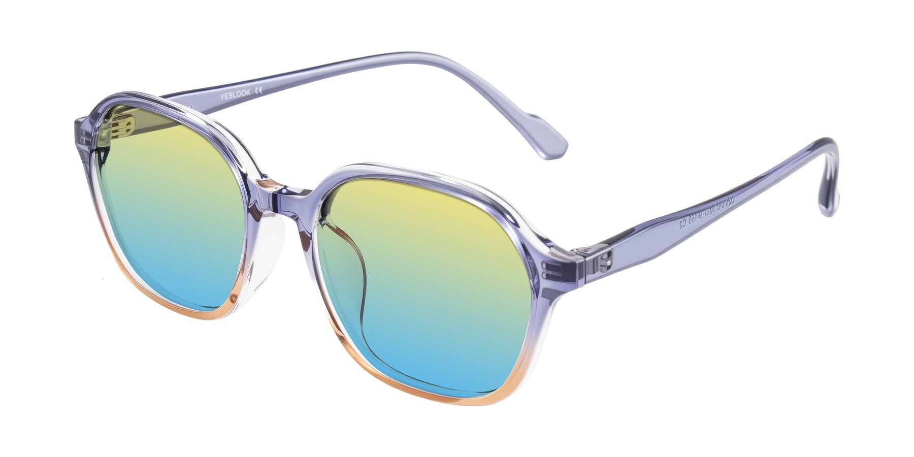 Angle of Banford in Crystal Indigo/Champagne with Yellow / Blue Gradient Lenses