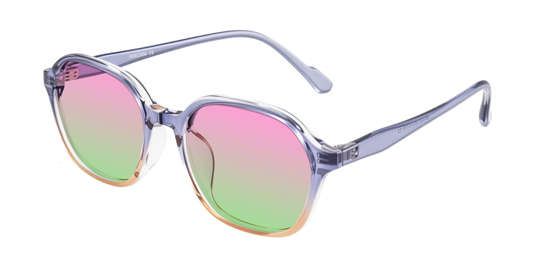 Angle of Banford in Crystal Indigo/Champagne with Pink / Green Gradient Lenses