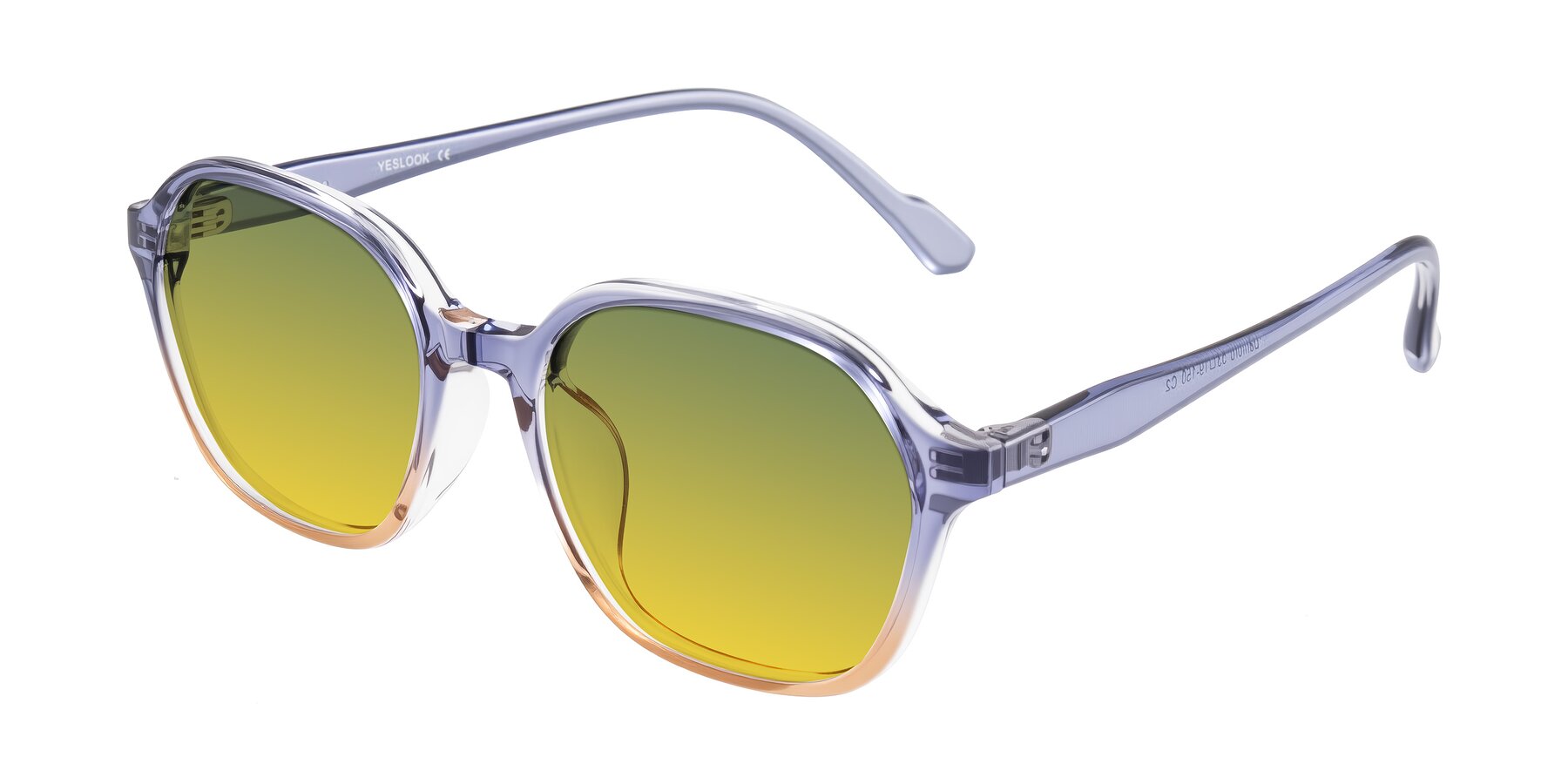 Angle of Banford in Crystal Indigo/Champagne with Green / Yellow Gradient Lenses