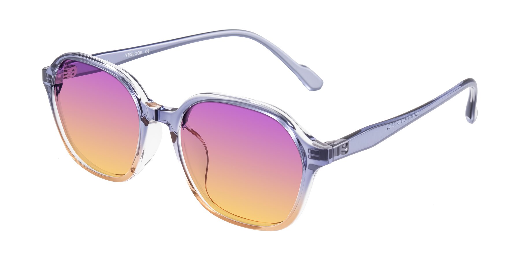 Angle of Banford in Crystal Indigo/Champagne with Purple / Yellow Gradient Lenses