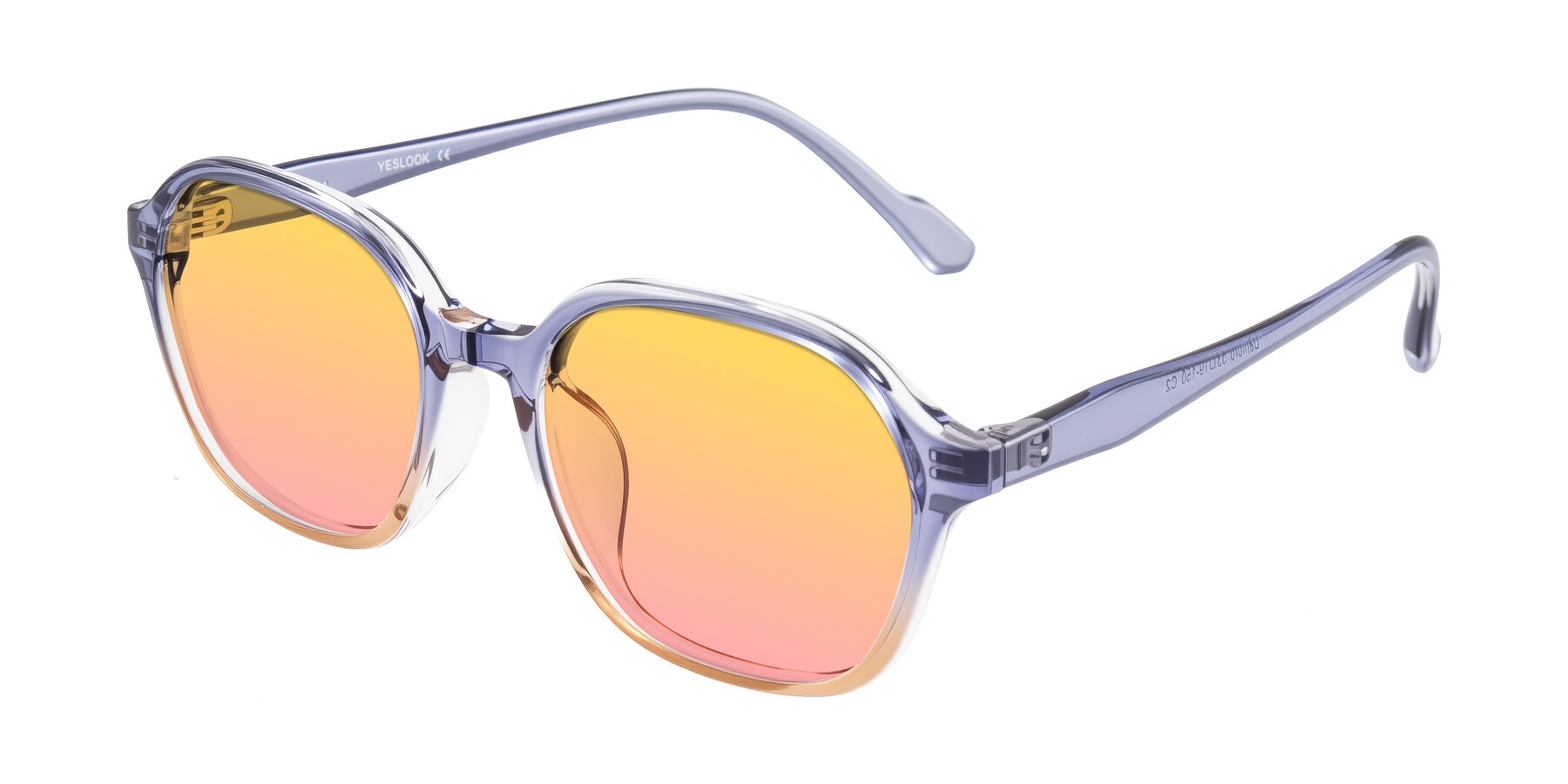 Angle of Banford in Crystal Indigo/Champagne with Yellow / Pink Gradient Lenses