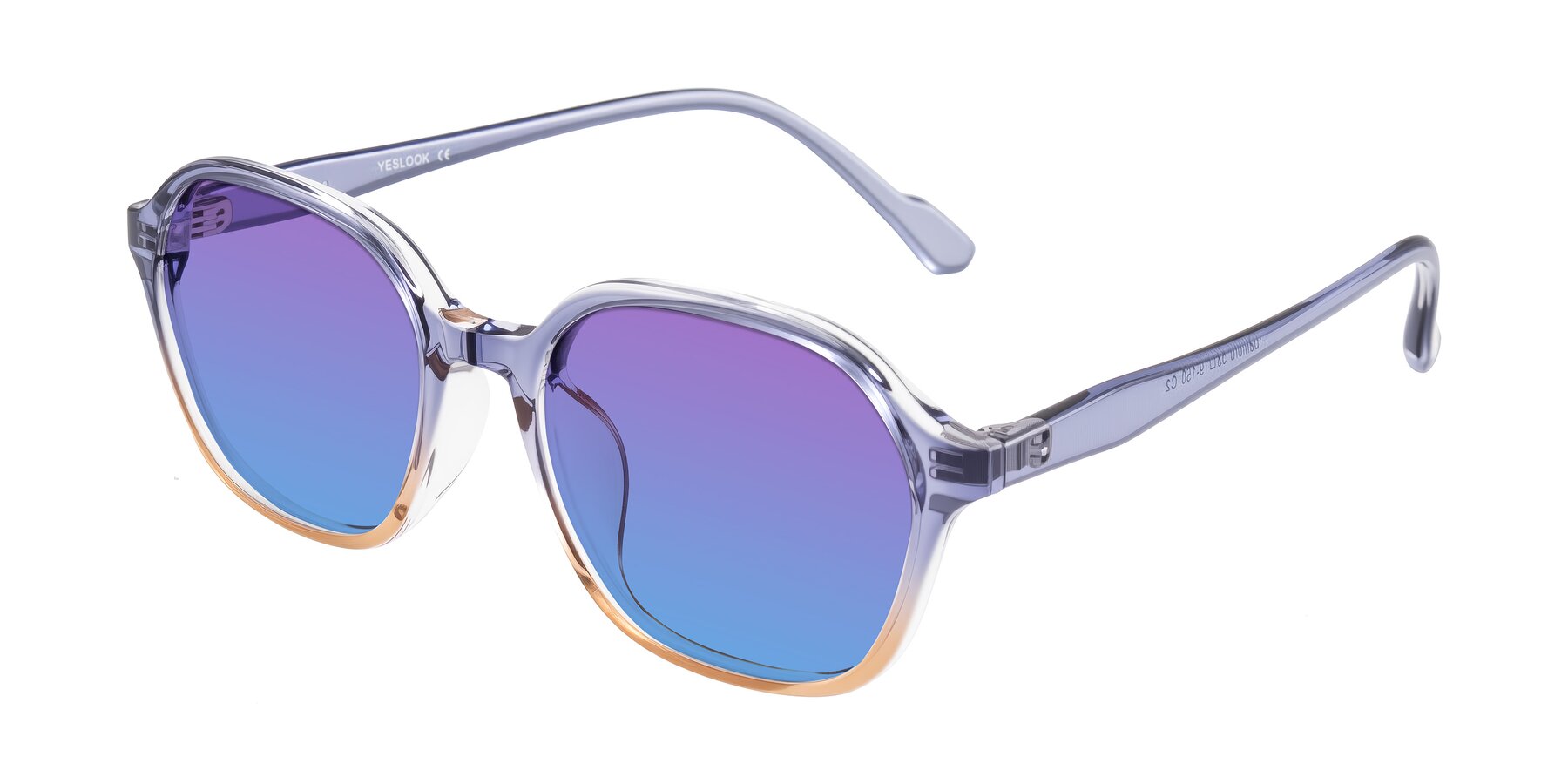 Angle of Banford in Crystal Indigo/Champagne with Purple / Blue Gradient Lenses