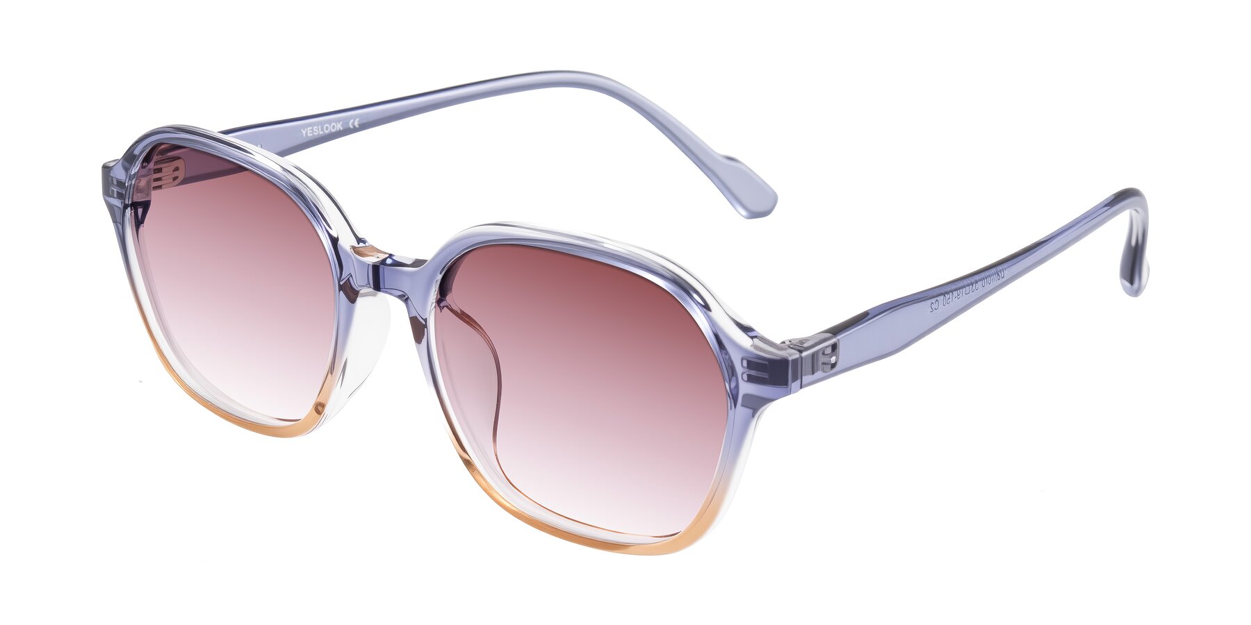 Angle of Banford in Crystal Indigo/Champagne with Garnet Gradient Lenses