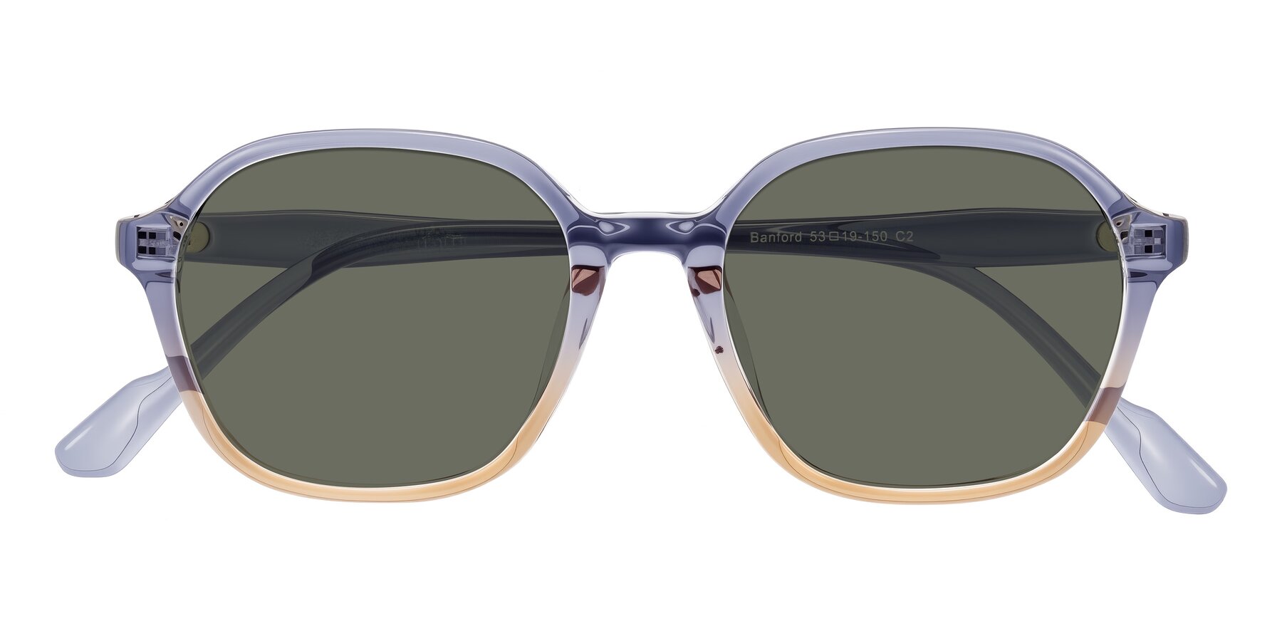 Folded Front of Banford in Crystal Indigo/Champagne with Gray Polarized Lenses
