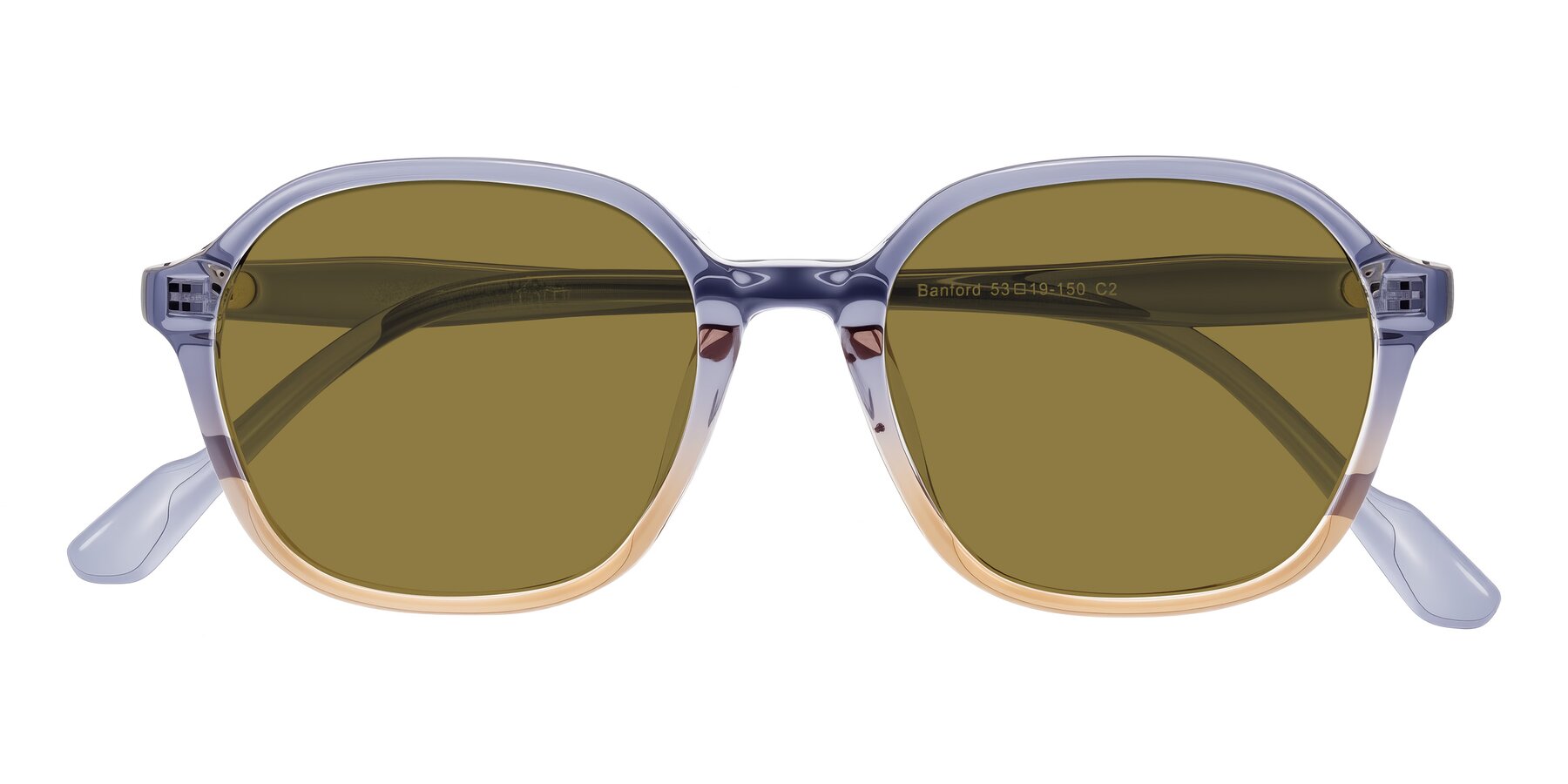 Folded Front of Banford in Crystal Indigo/Champagne with Brown Polarized Lenses