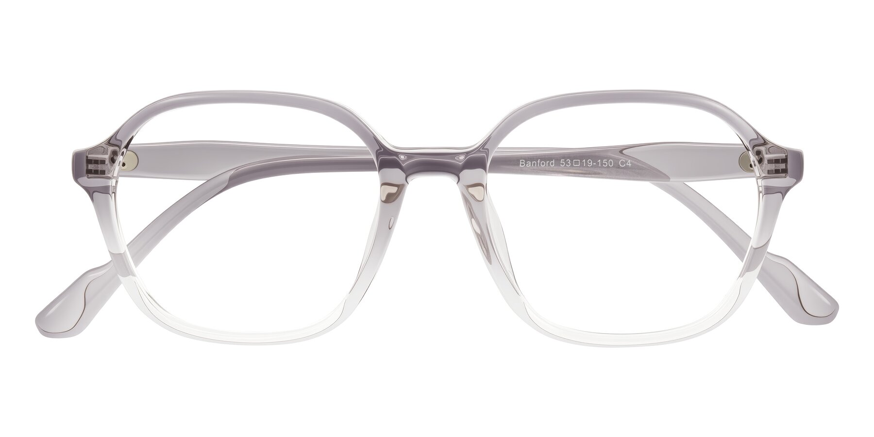 Folded Front of Banford in Crystal Gray with Clear Eyeglass Lenses