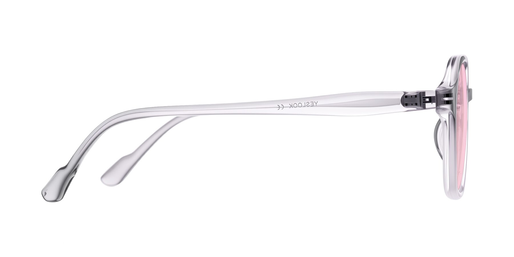 Side of Banford in Crystal Gray with Light Pink Tinted Lenses