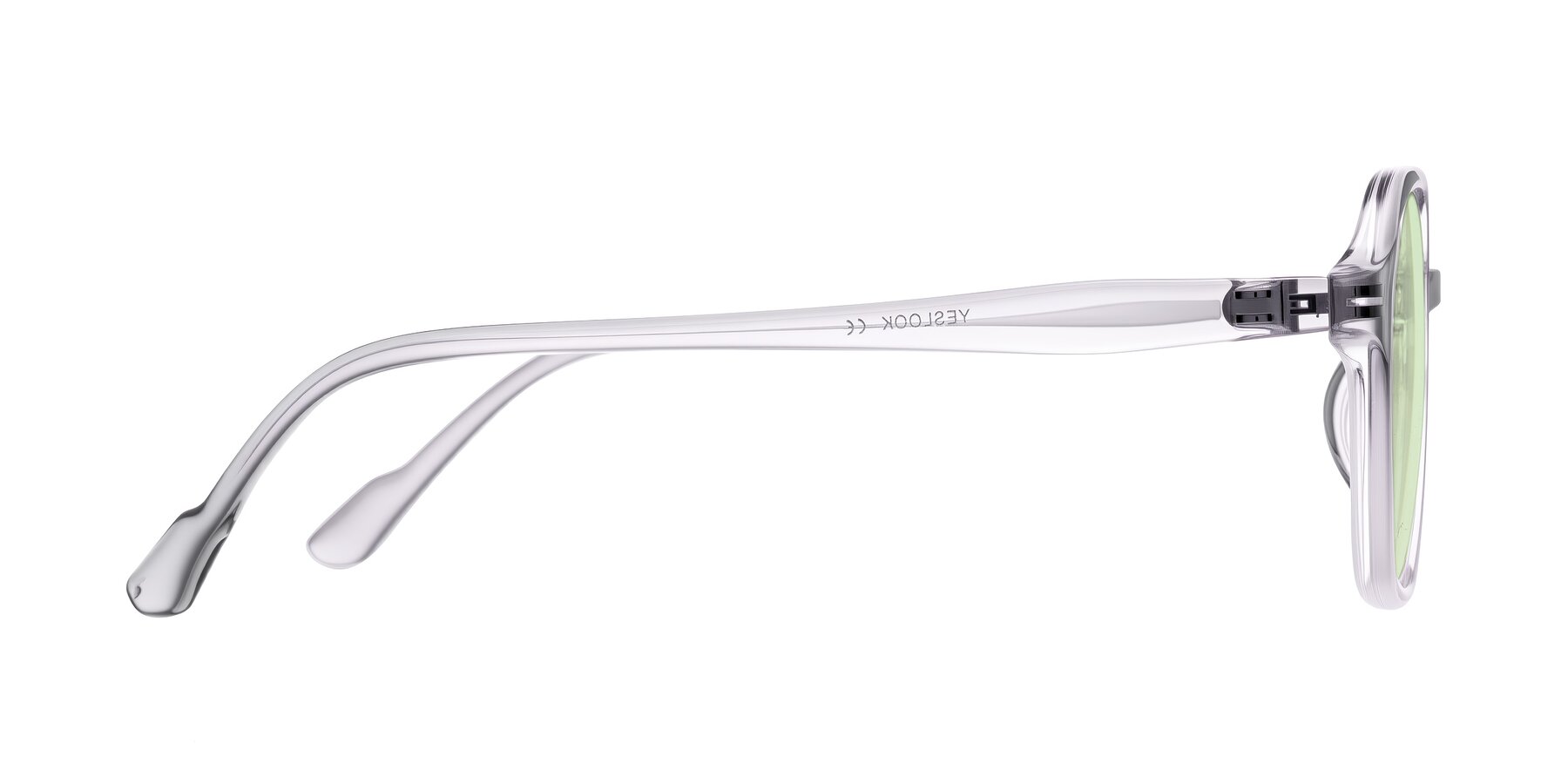 Side of Banford in Crystal Gray with Light Green Tinted Lenses