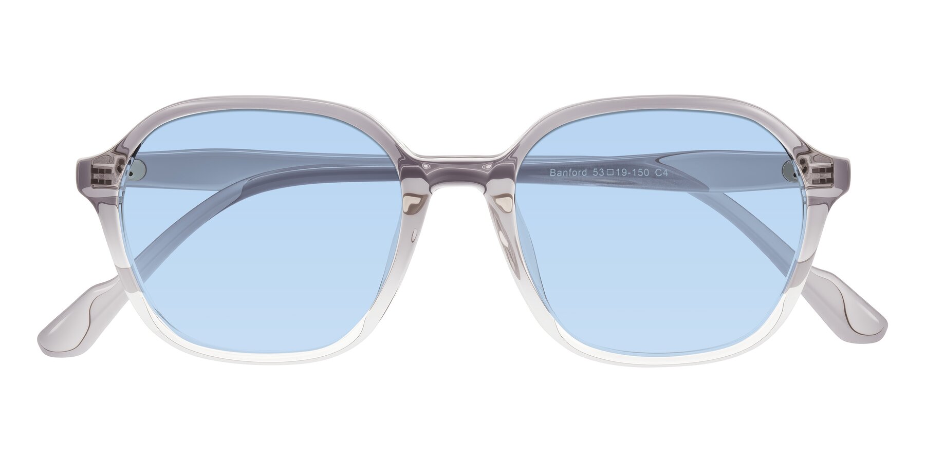 Folded Front of Banford in Crystal Gray with Light Blue Tinted Lenses