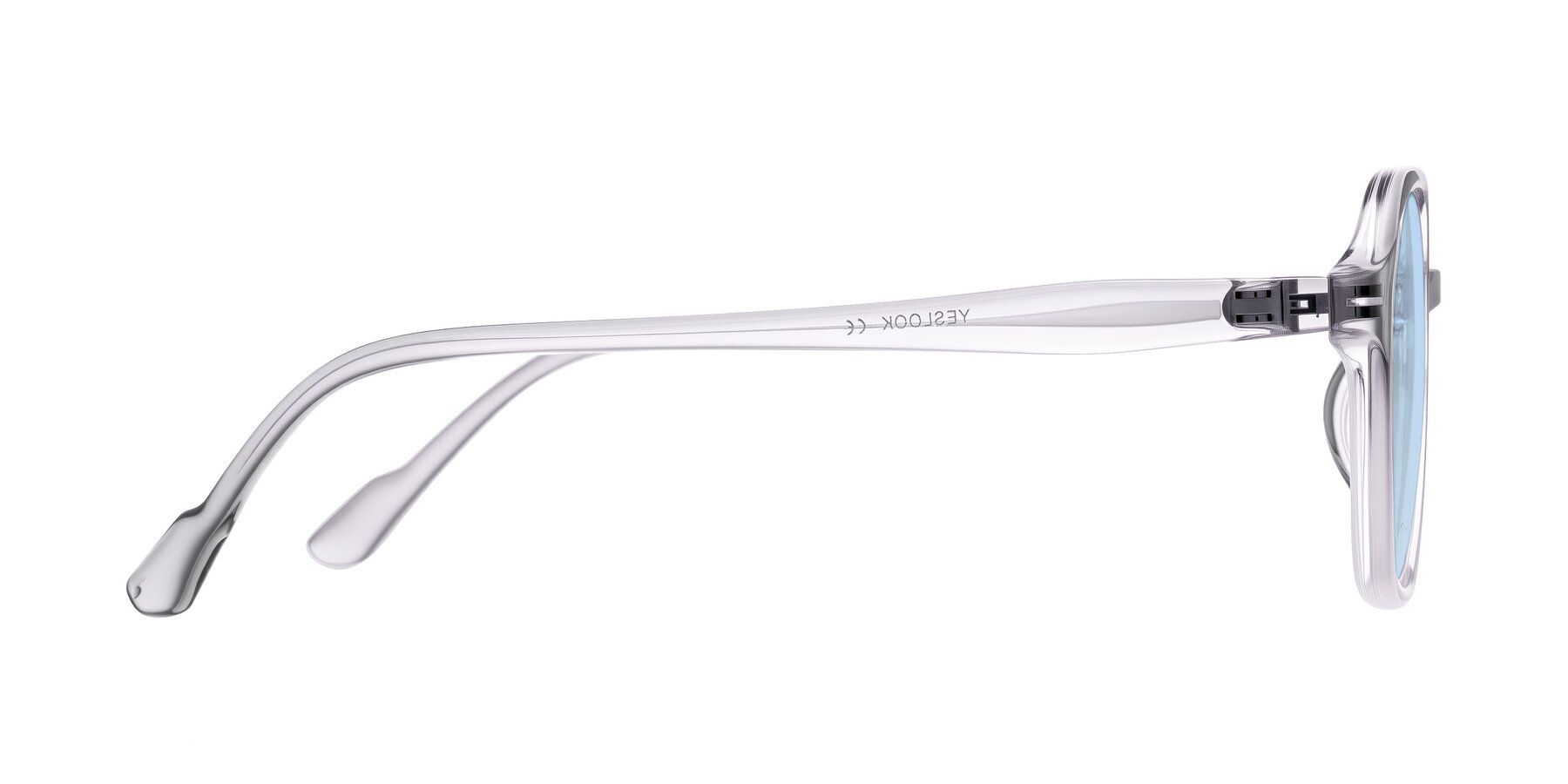 Side of Banford in Crystal Gray with Light Blue Tinted Lenses