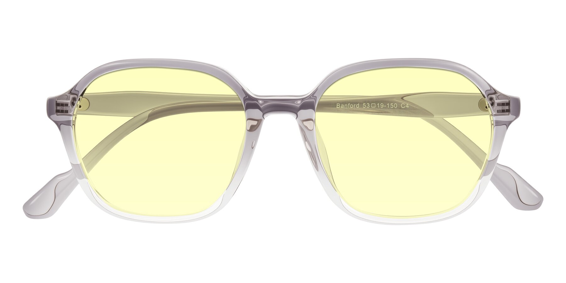 Folded Front of Banford in Crystal Gray with Light Yellow Tinted Lenses