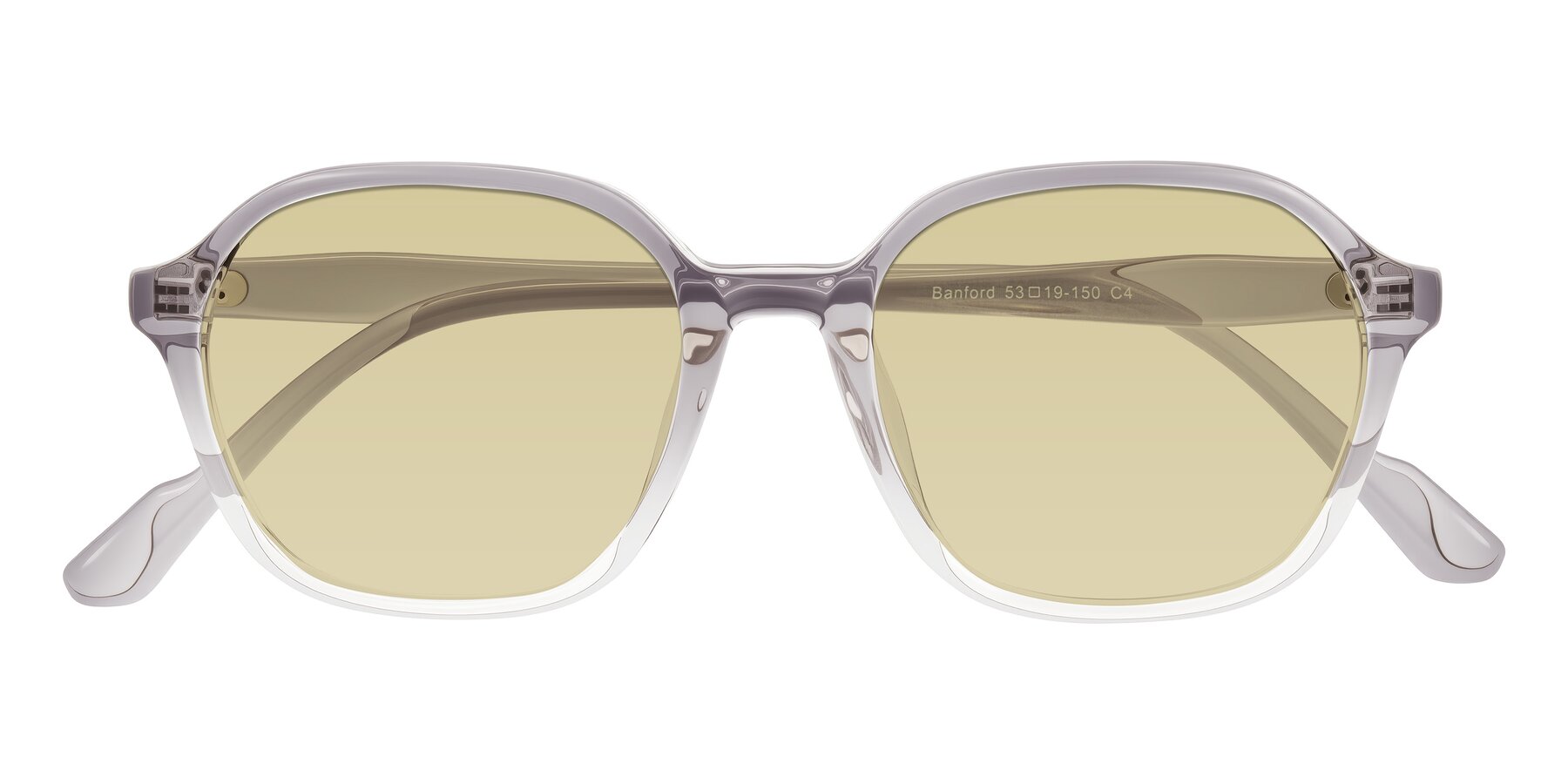 Folded Front of Banford in Crystal Gray with Light Champagne Tinted Lenses