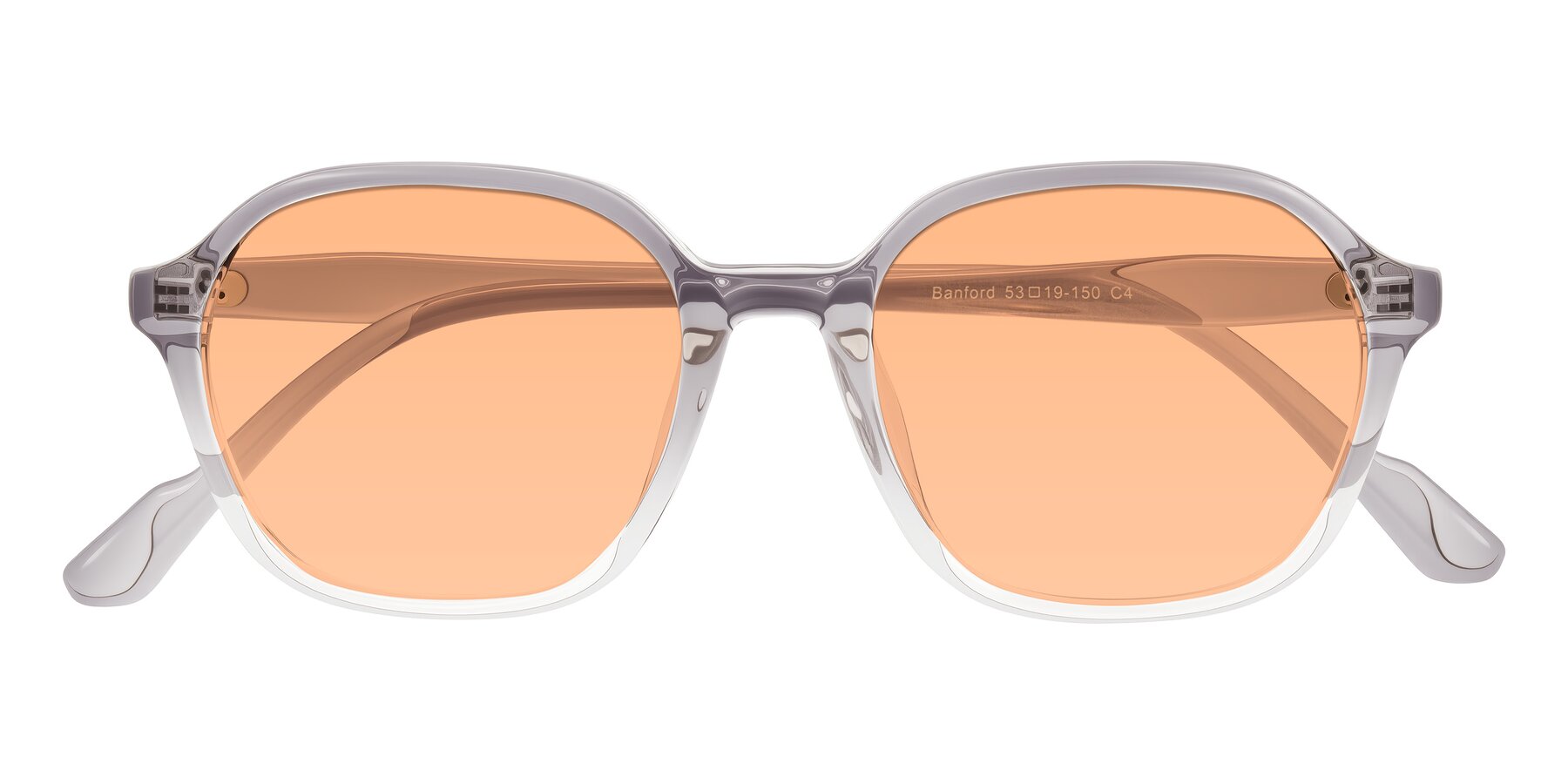 Folded Front of Banford in Crystal Gray with Light Orange Tinted Lenses