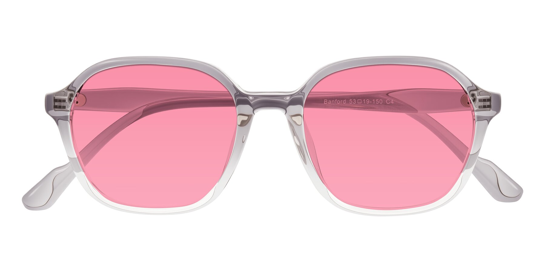 Folded Front of Banford in Crystal Gray with Pink Tinted Lenses