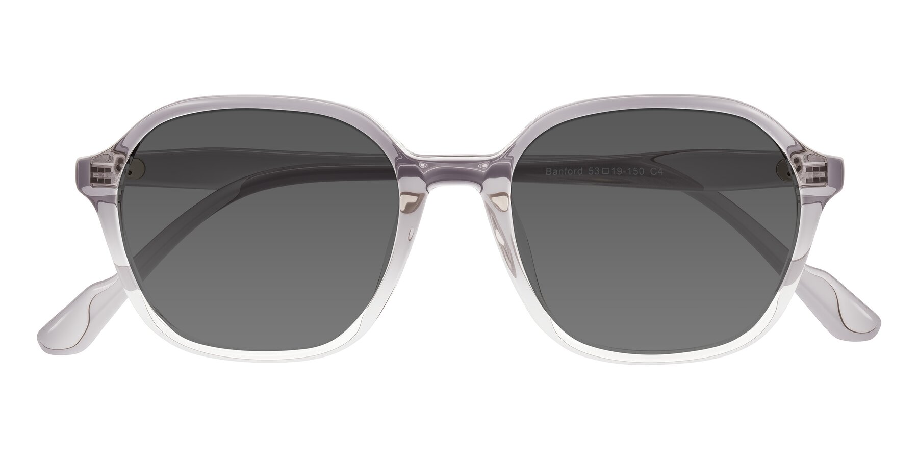 Folded Front of Banford in Crystal Gray with Medium Gray Tinted Lenses