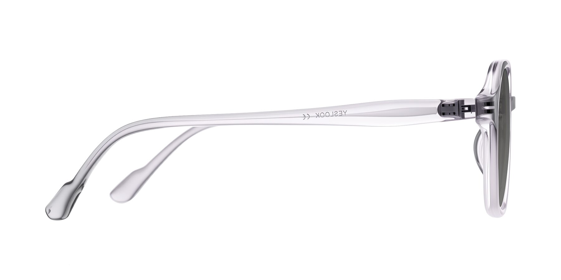 Side of Banford in Crystal Gray with Medium Gray Tinted Lenses