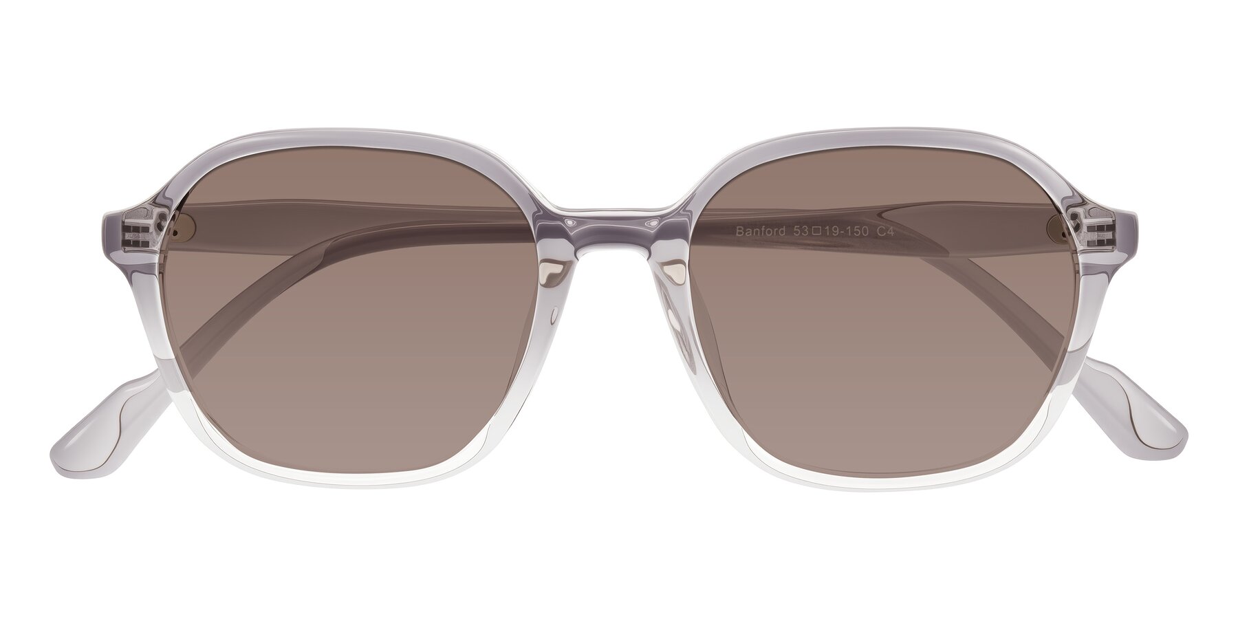 Folded Front of Banford in Crystal Gray with Medium Brown Tinted Lenses
