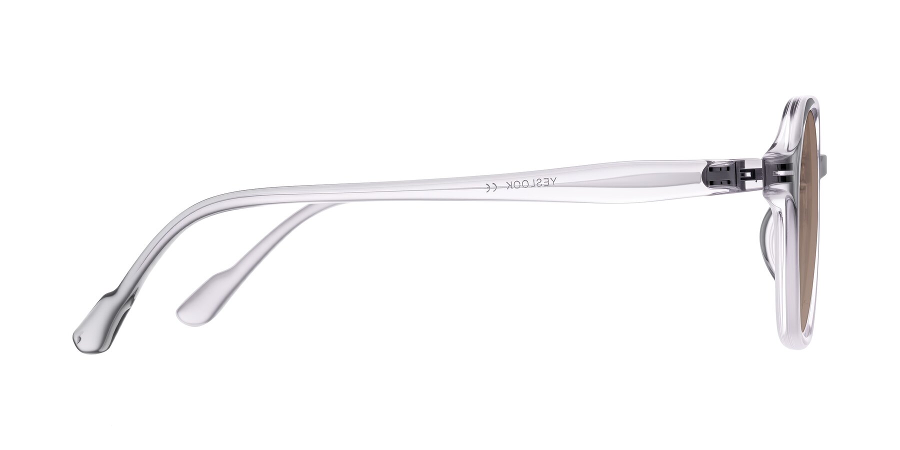 Side of Banford in Crystal Gray with Medium Brown Tinted Lenses