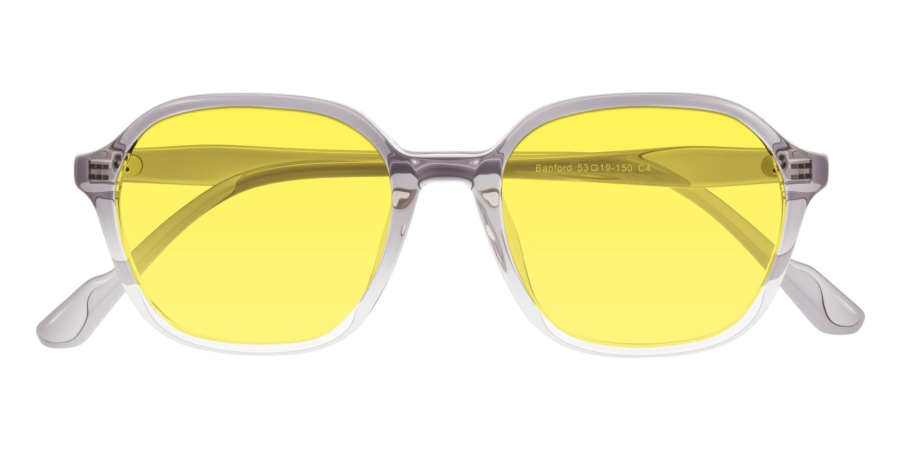 Folded Front of Banford in Crystal Gray with Medium Yellow Tinted Lenses