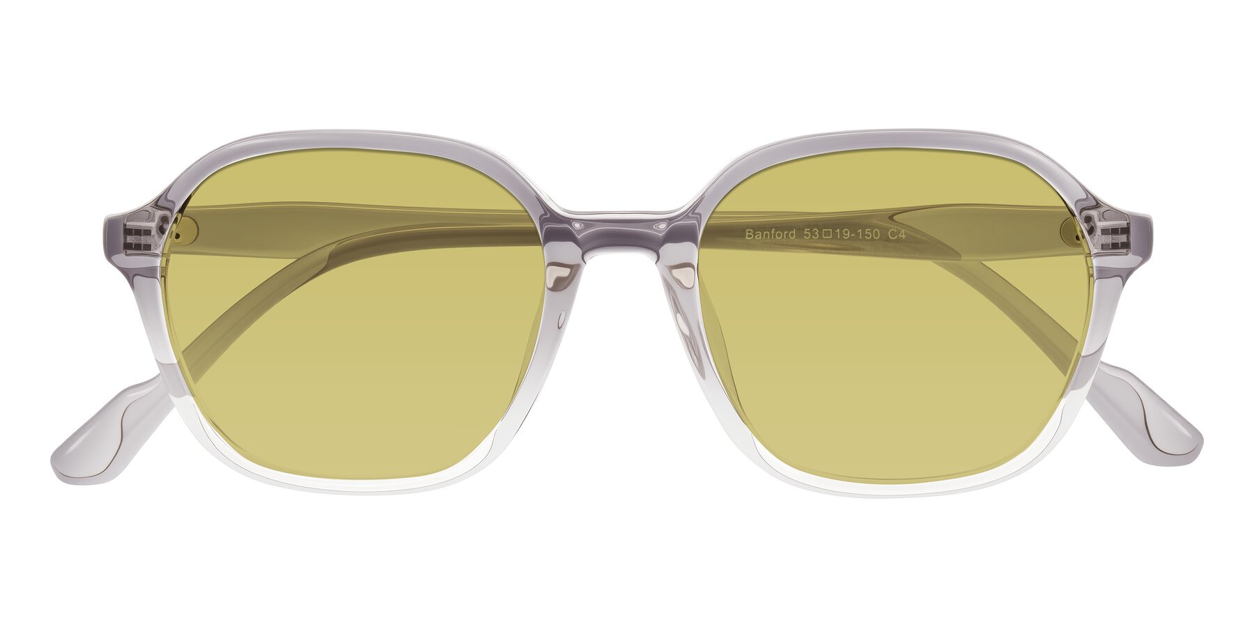 Folded Front of Banford in Crystal Gray with Medium Champagne Tinted Lenses