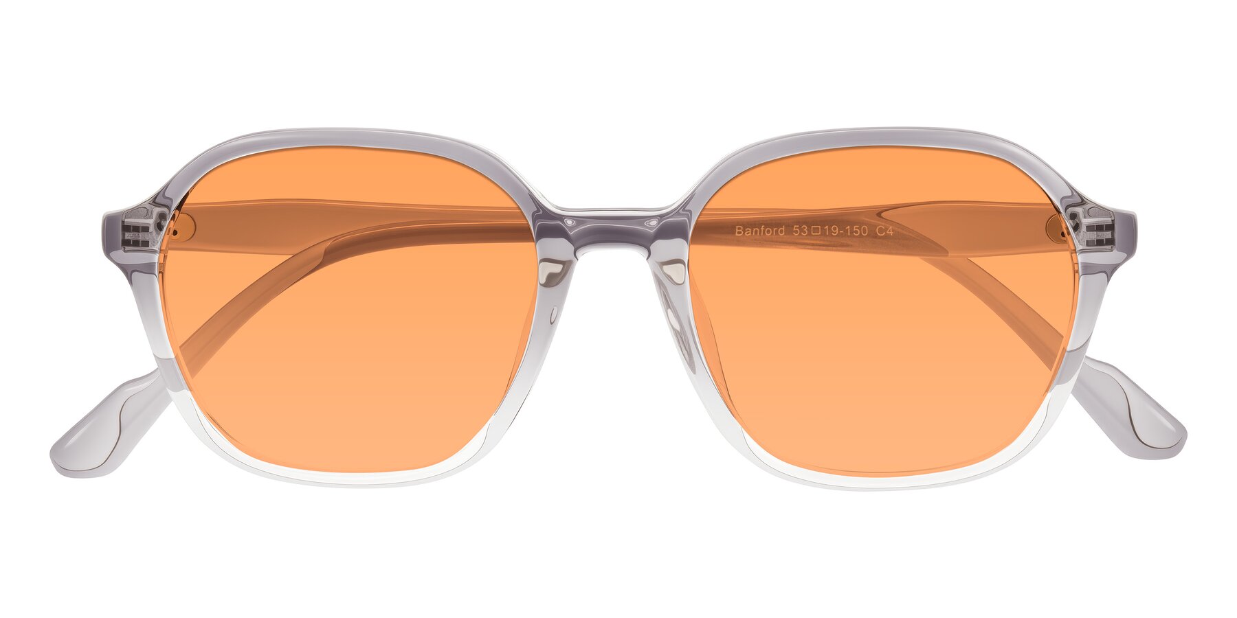 Folded Front of Banford in Crystal Gray with Medium Orange Tinted Lenses