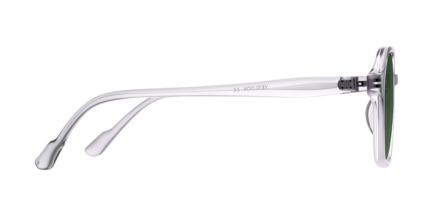 Side of Banford in Crystal Gray with Green Tinted Lenses